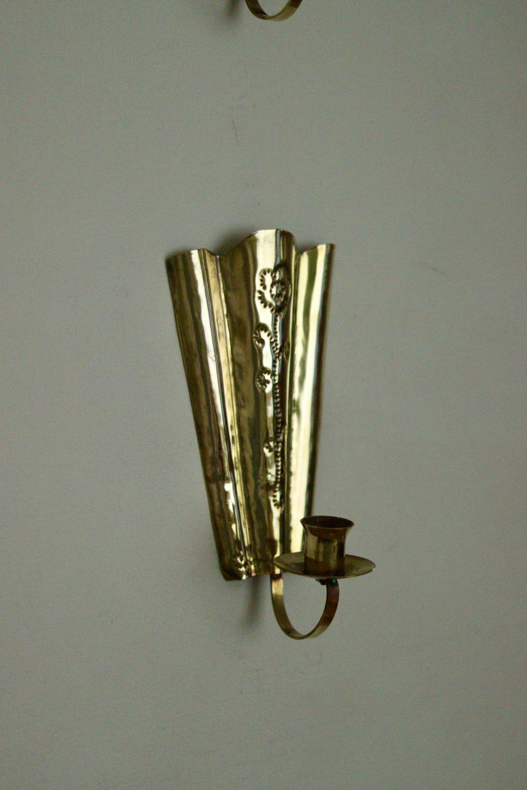 Pair of Vintage Brass Swedish Sconces