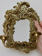 Pair of Swedish Brass Sconces with Mirror