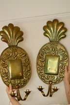 Pair Of Large Mid Century Swedish Brass Sconces