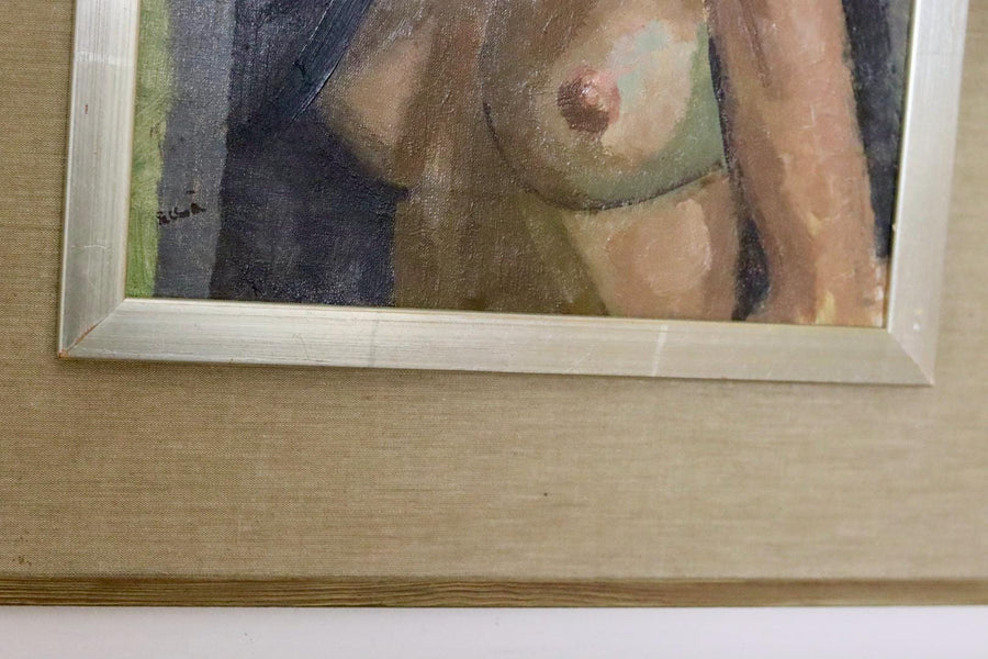 Mid-Century Oil on Canvas "Partially Nude Portrait"