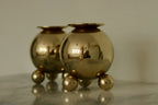 Pair of Mid-Century Swedish Heavy Brass Candle Holders