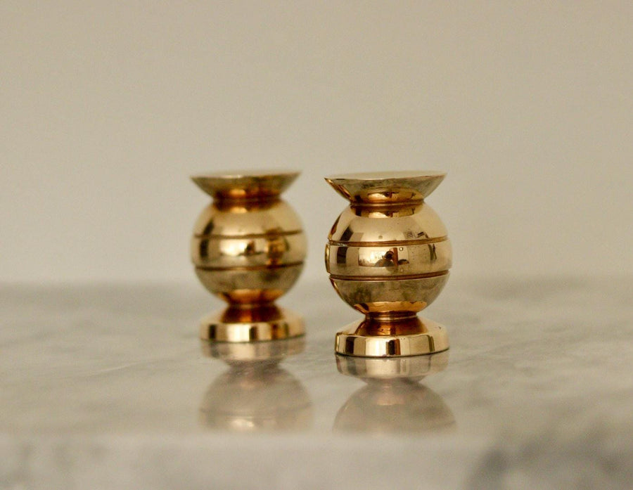 Pair of Mid-Century Swedish Brass Candle Holders