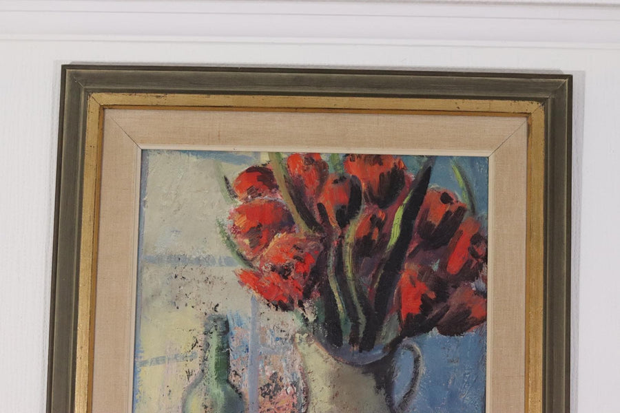 “Red Bouquet and Wine Bottle