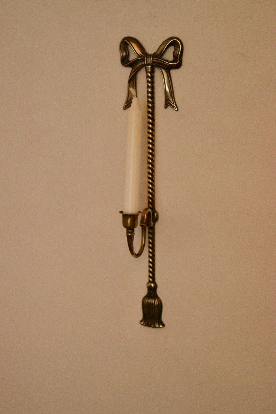 Large Vintage French Brass Bow Sconce