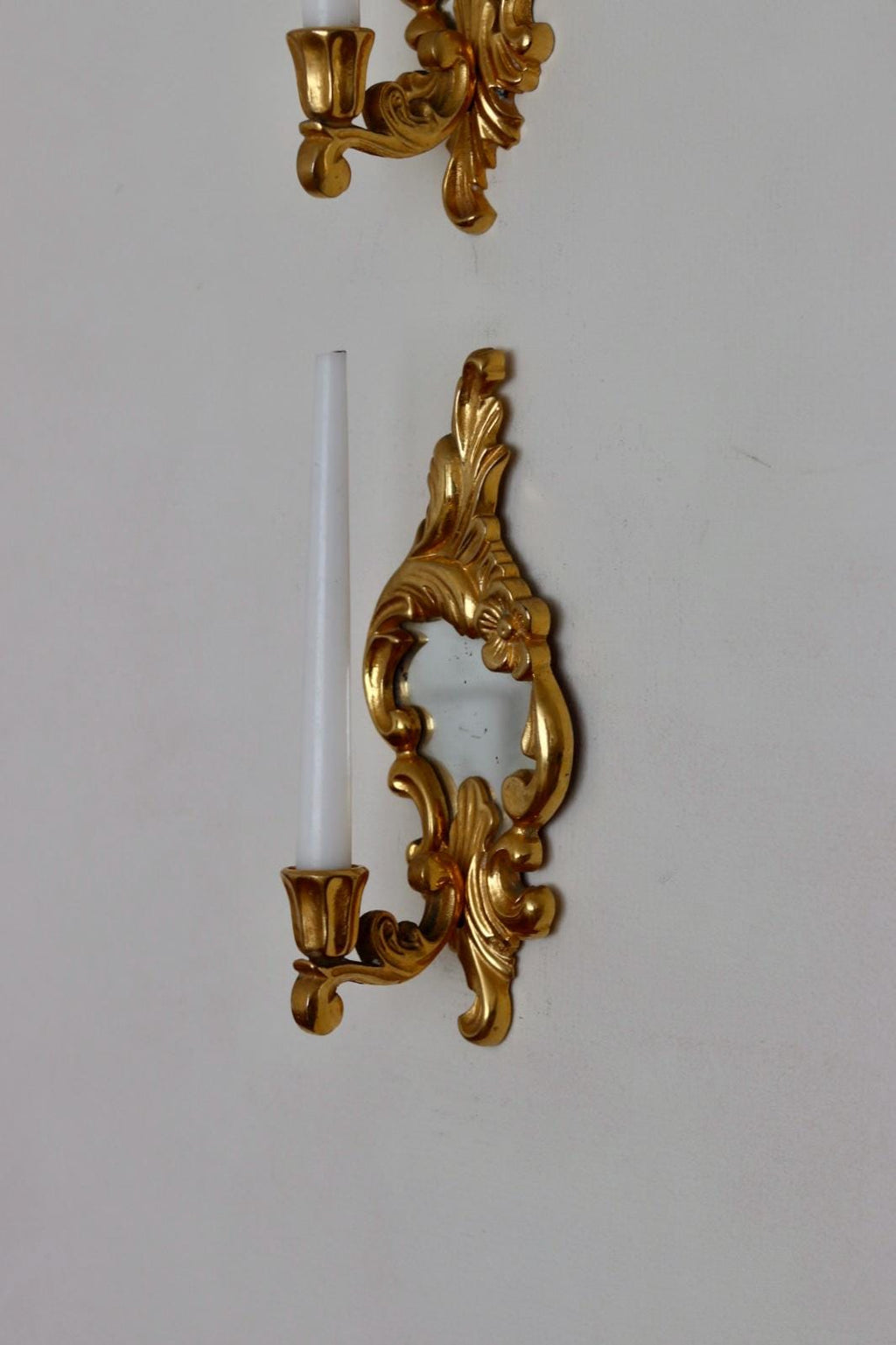 Pair of Vintage Brass Sconces with Mirror