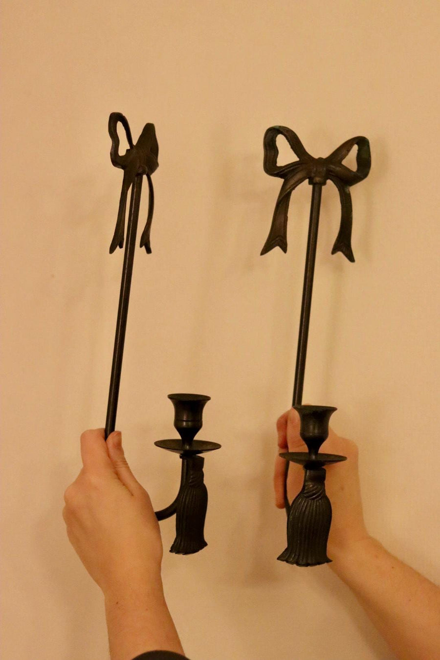 Vintage Pair of Ribbon Bow Sconces