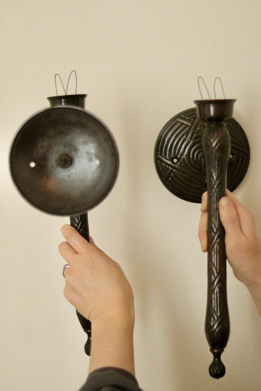 Vintage Pair of Sconces with Black Coating