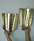 Pair of Mid-Century Swedish Brass Shield Shape Sconces