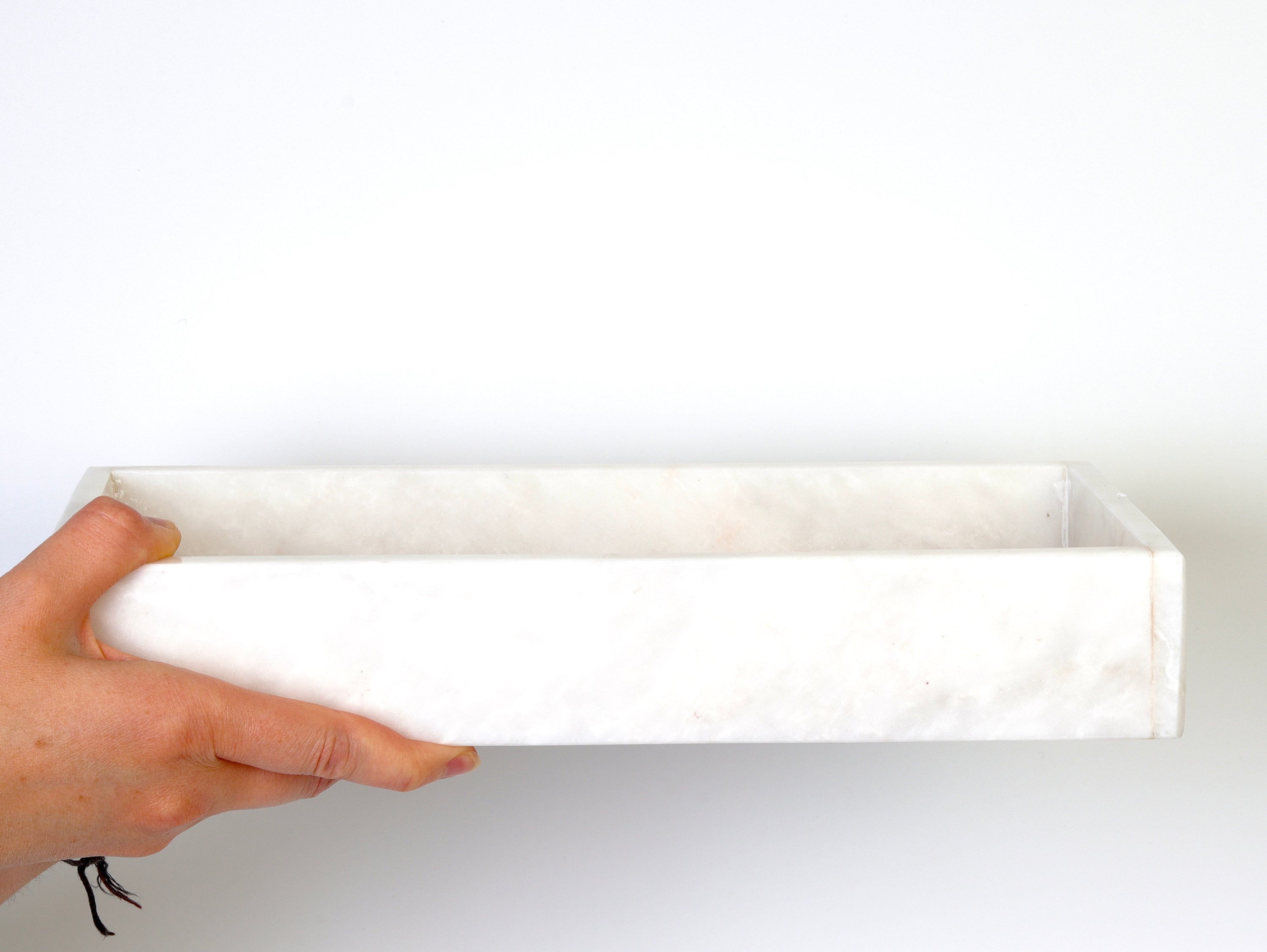 Salvatore – White Natural Marble Tray  | L 30cm W 15cm H 5cm | 2.5kg approx.