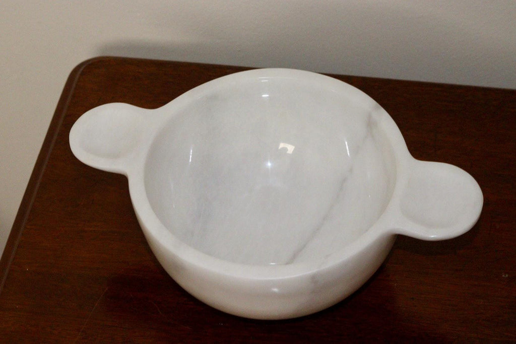 Gabriella – White Natural Marble Bowl with handles  | L 32cm W 20cm H 10cm
