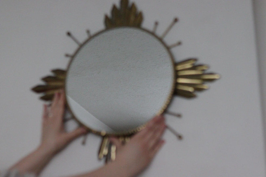 Vintage Sun Burst Wall Mirror