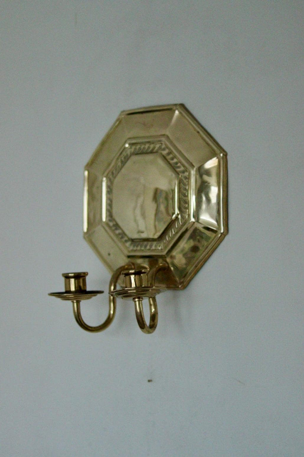 Pair of  Swedish Brass Octagonal Sconce with double arm Design