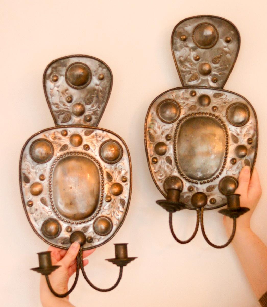 Pair of Large Mid-Century Swedish Metal Sconces