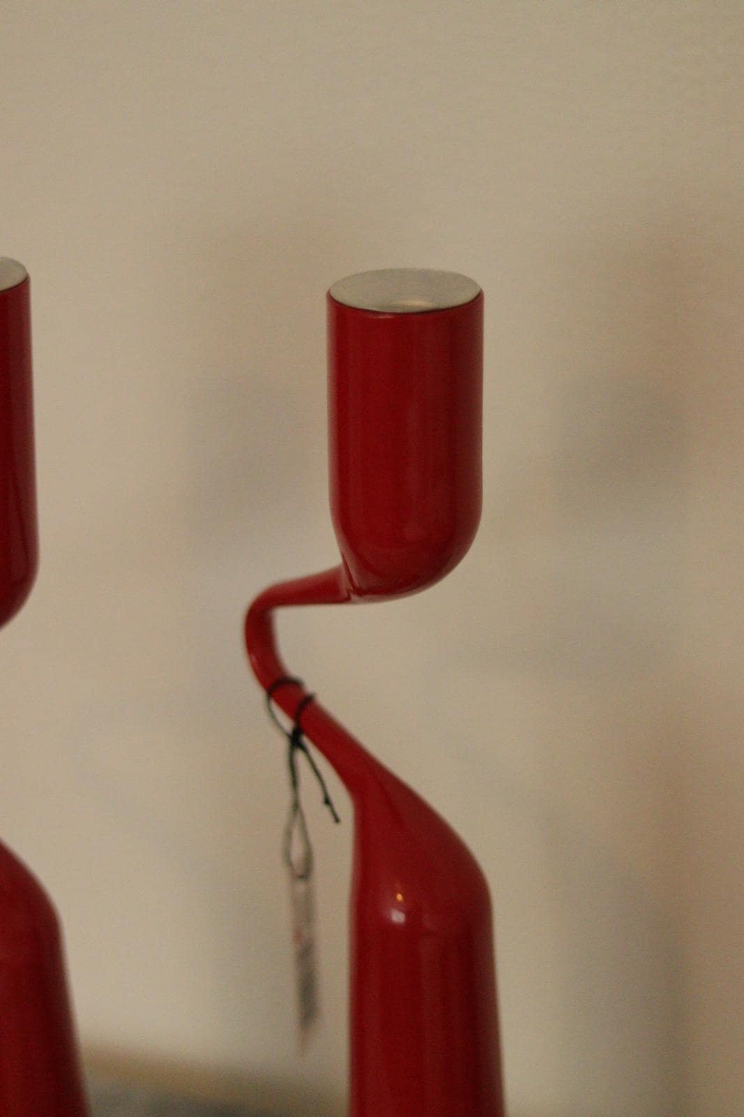 Pair of Vintage Red Metal Candleholders by Mikaela Dorfman for Menu Denmark