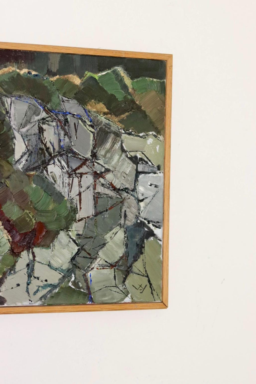 Swedish Oil On Canvas Painting "Composition in Green"
