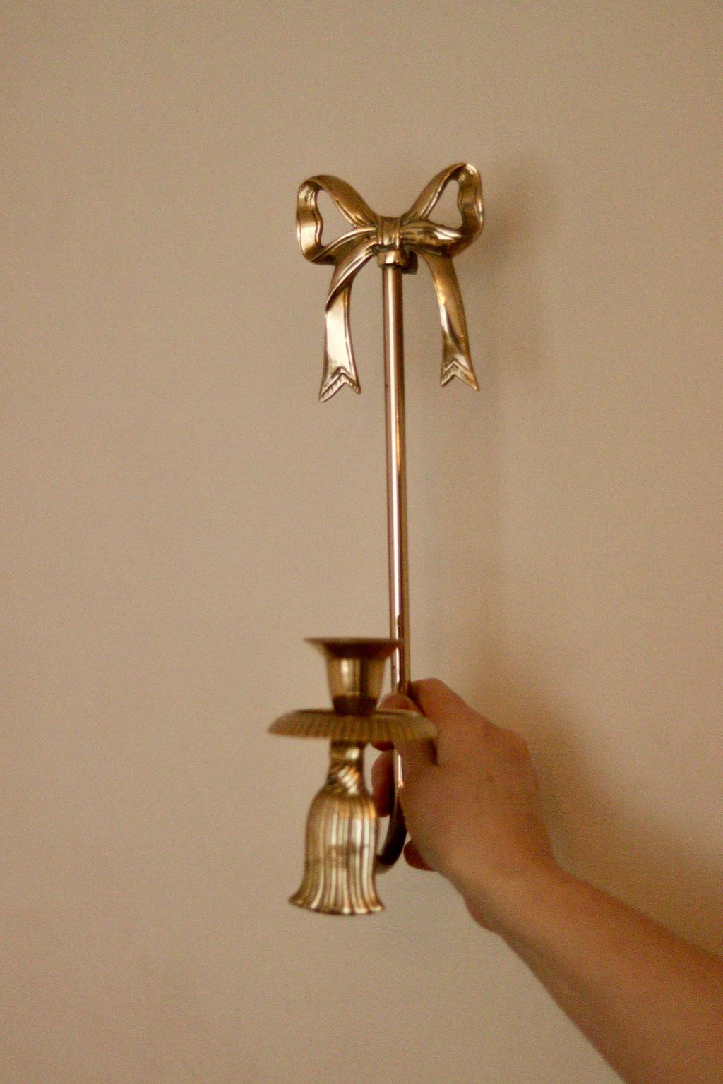 Large Vintage Brass Bow Sconce