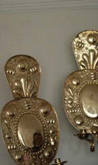 Pair of Large  Mid Century Swedish  Brass Baroque Sconces with double arm Design