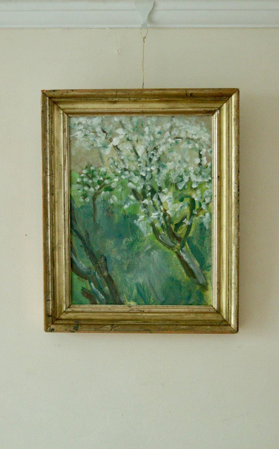 Original Swedish Mid Century Oil on Panel –Trees in Blossom