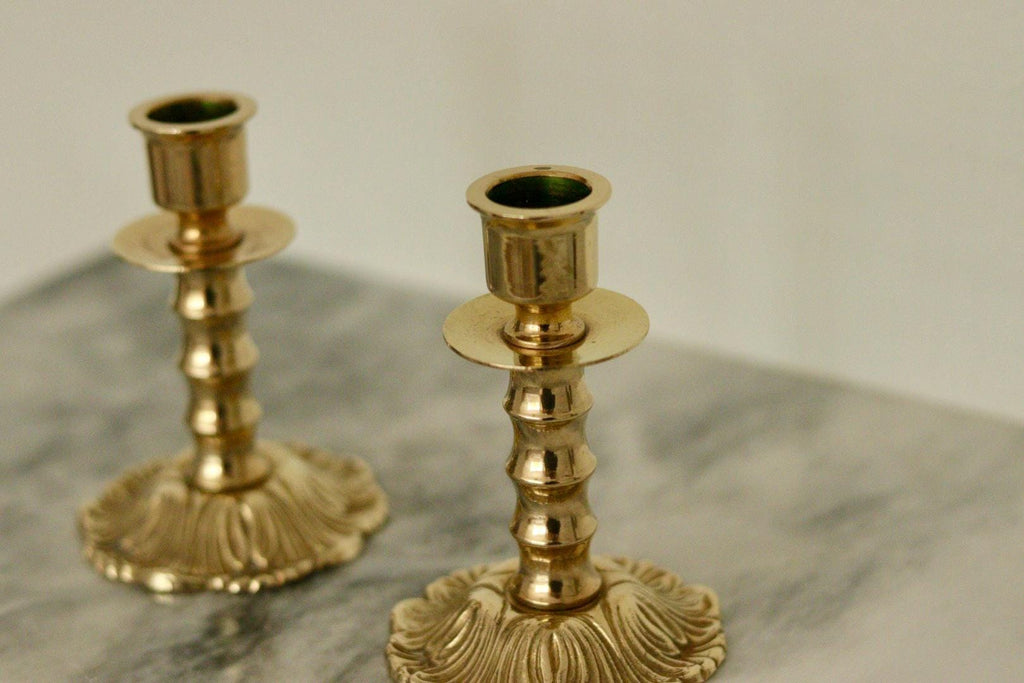 Pair of Vintage Swedish Brass Candle holders