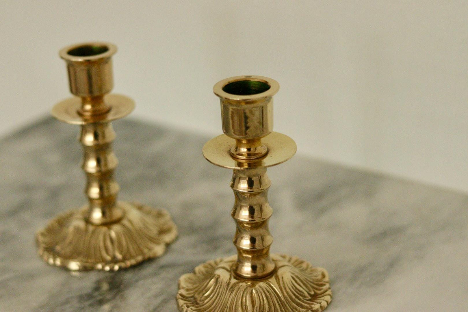 Pair of Vintage Swedish Brass Candle holders