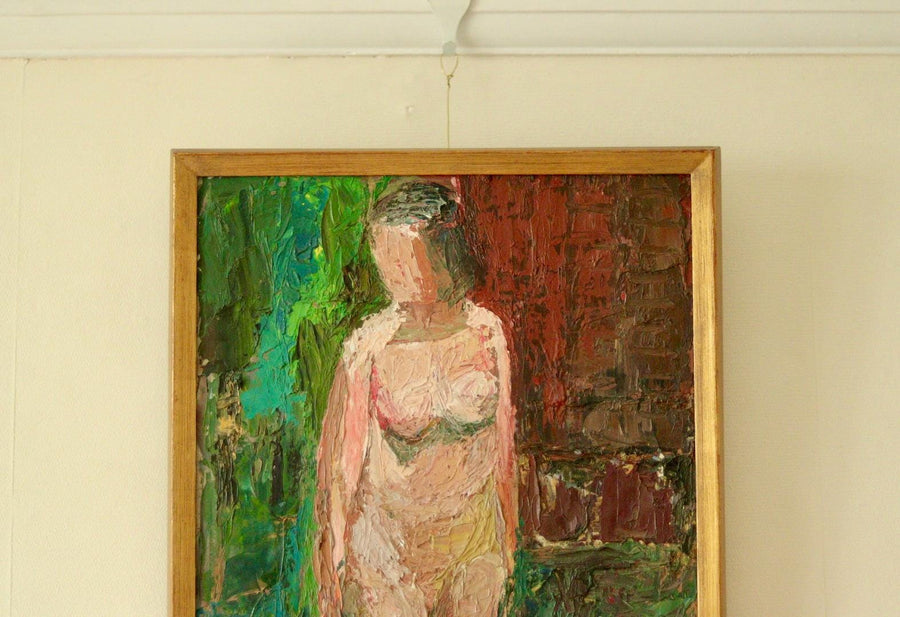 Original Swedish Oil on Panel – Standing Nude