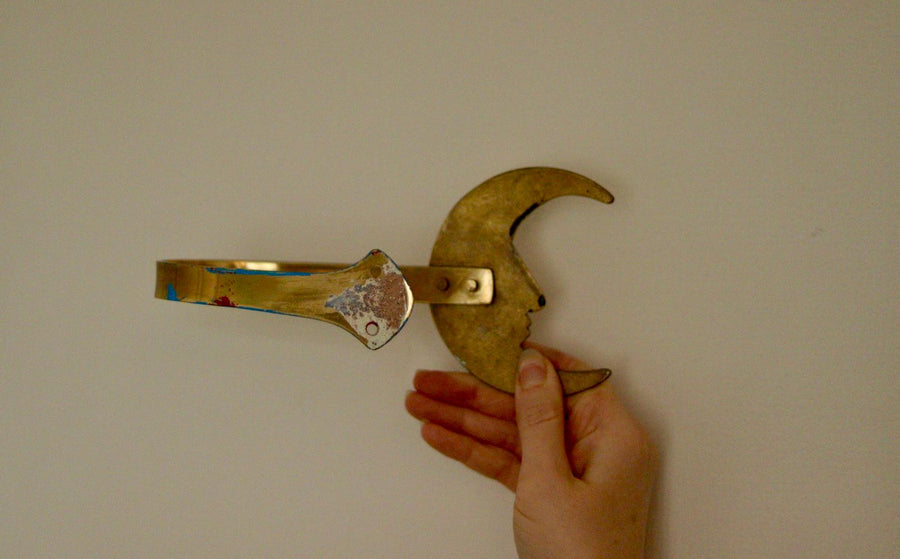 Pair of Brass Moon Curtain Tie-Backs