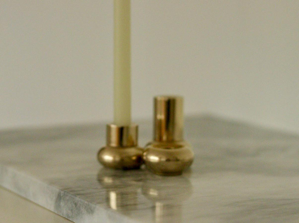 Trio of Mid-Century Swedish Brass Candle Holders