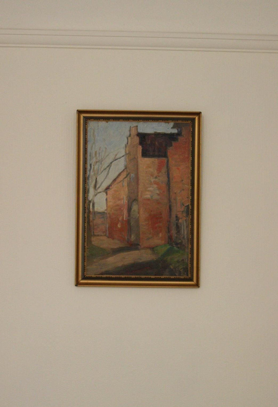 Original European Oil on Panel – Building Scene