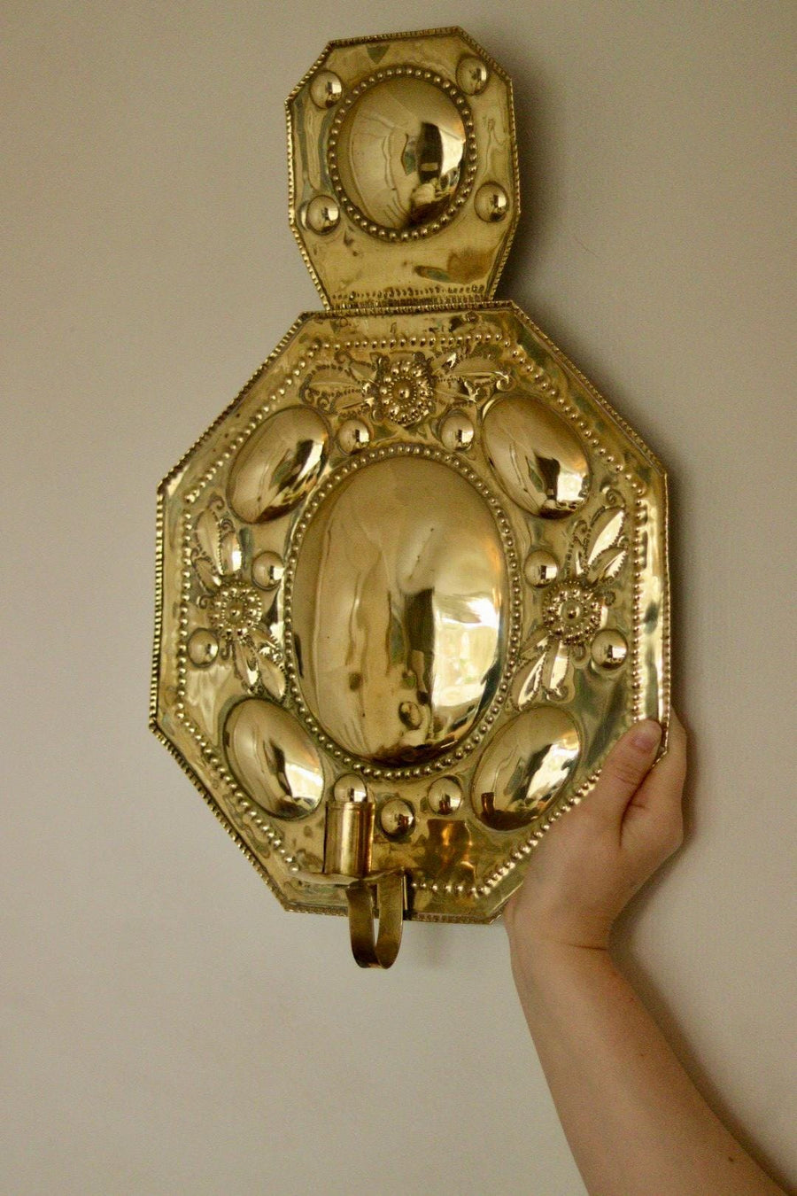 Pair Of Large Mid Century Swedish Brass Sconces