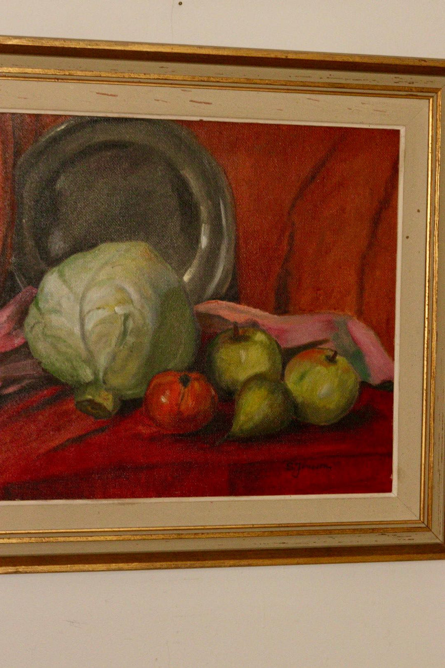 "Still life with cabbage and fruit" by S. Jonsson