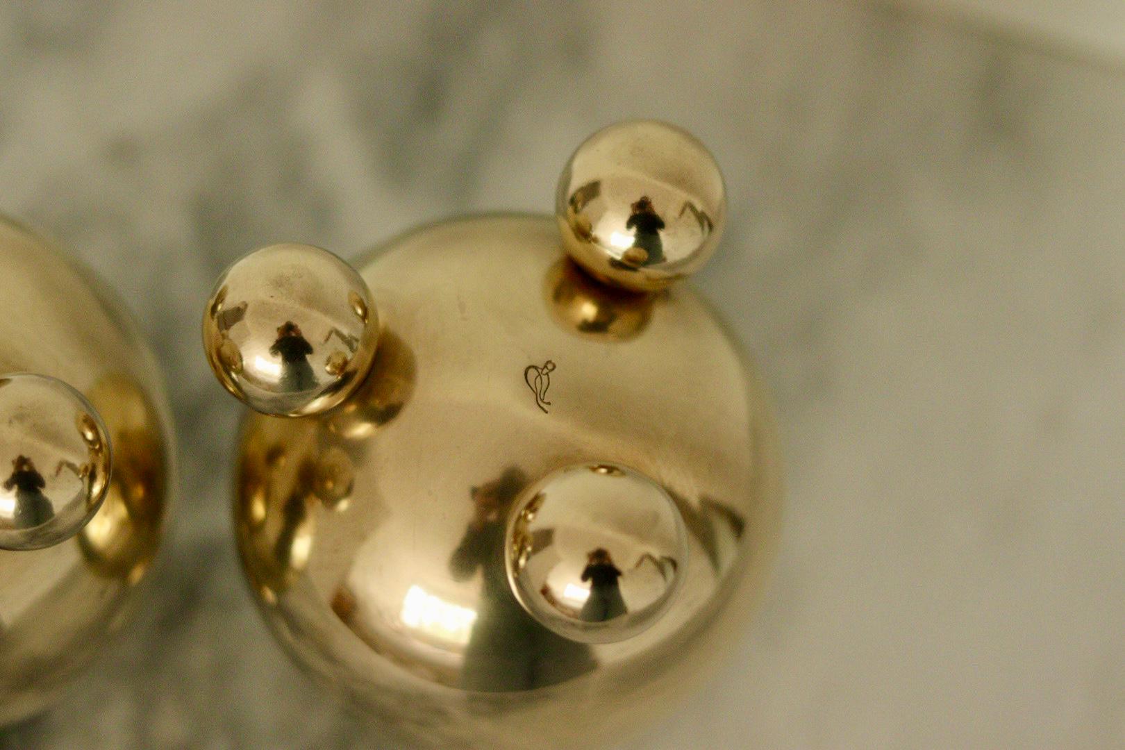 Pair of Mid-Century Swedish Heavy Brass Candle Holders