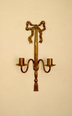 Pair of Vintage French Brass Double Arm Bow Sconces