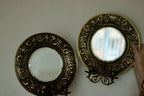 Pair of Antique Swedish Brass Sconces with Mirror
