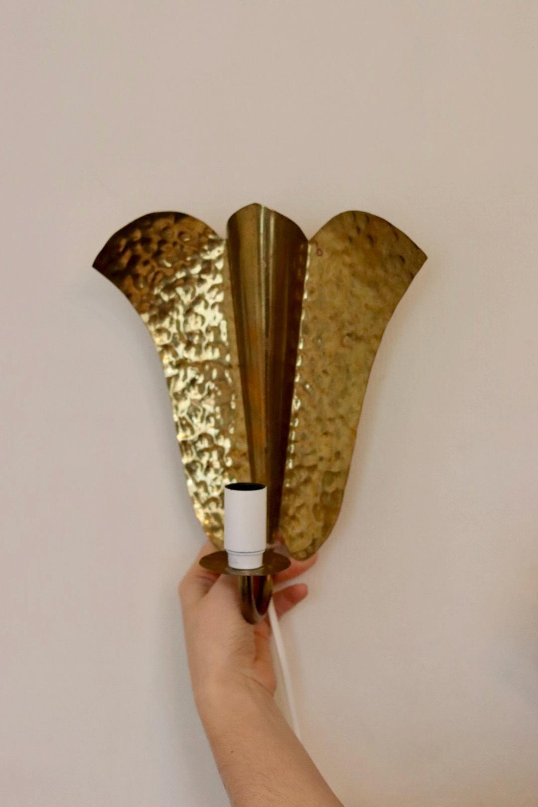 Pair of Swedish Mid-century Brass Electric Sconces