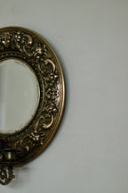 Pair of Antique Swedish Brass Sconces with Mirror