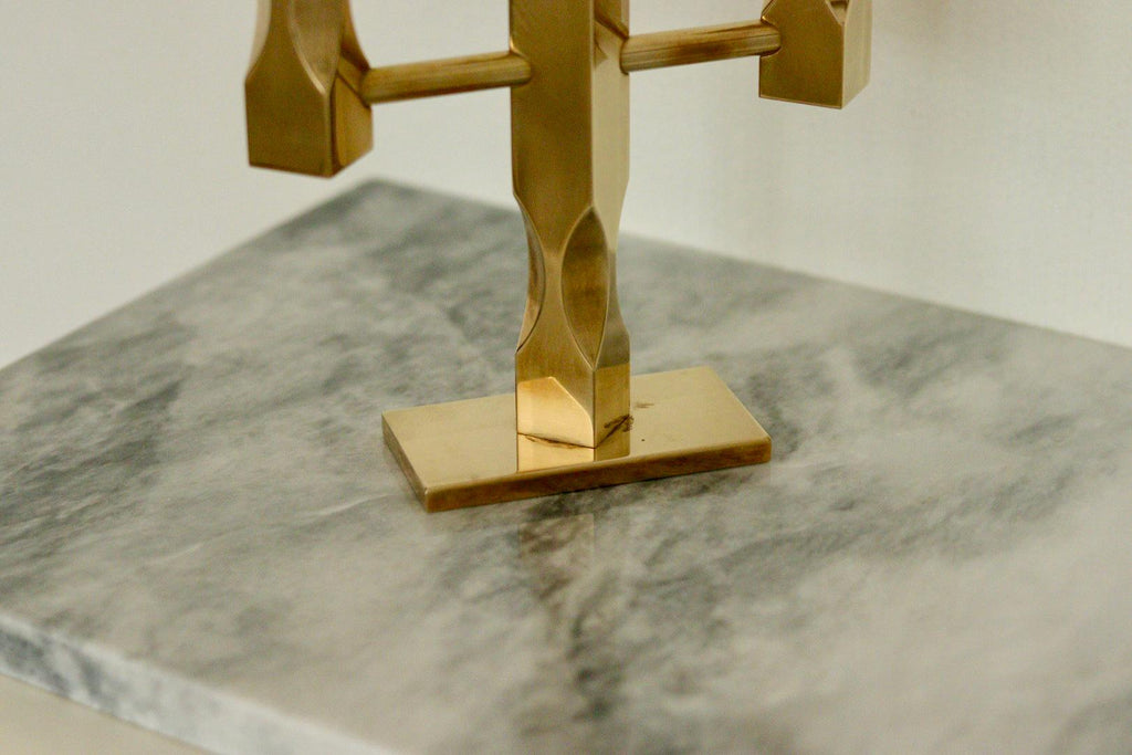 Swedish Brass Three Arm Candelabra by Lars Åkesson for Vallonmässing