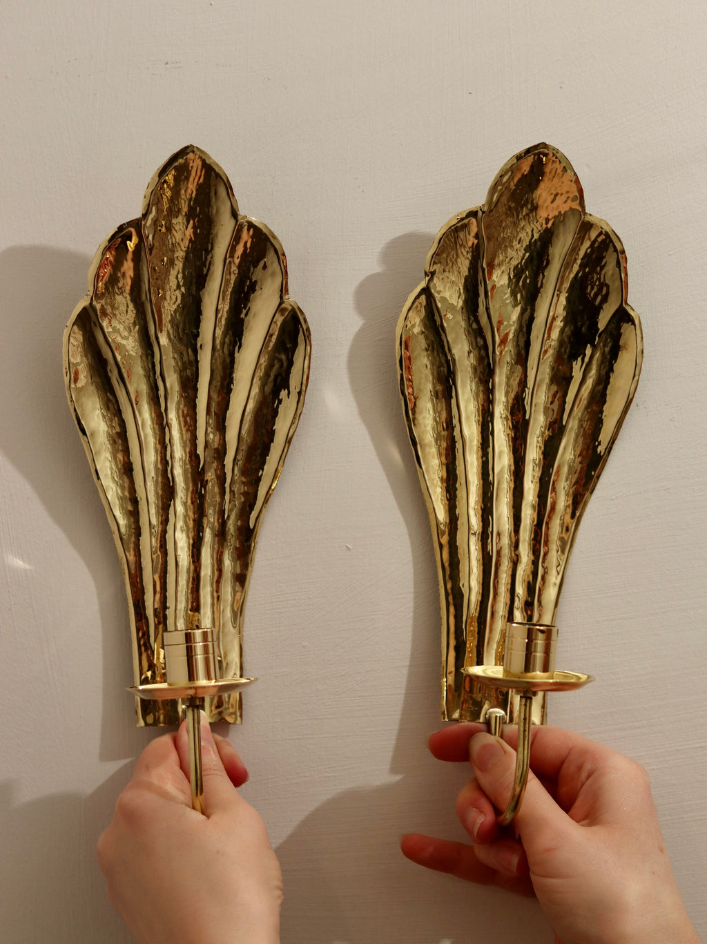 Pair of Mid-Century Swedish Brass Sconces by Firma Lars Holmstrom Arvika