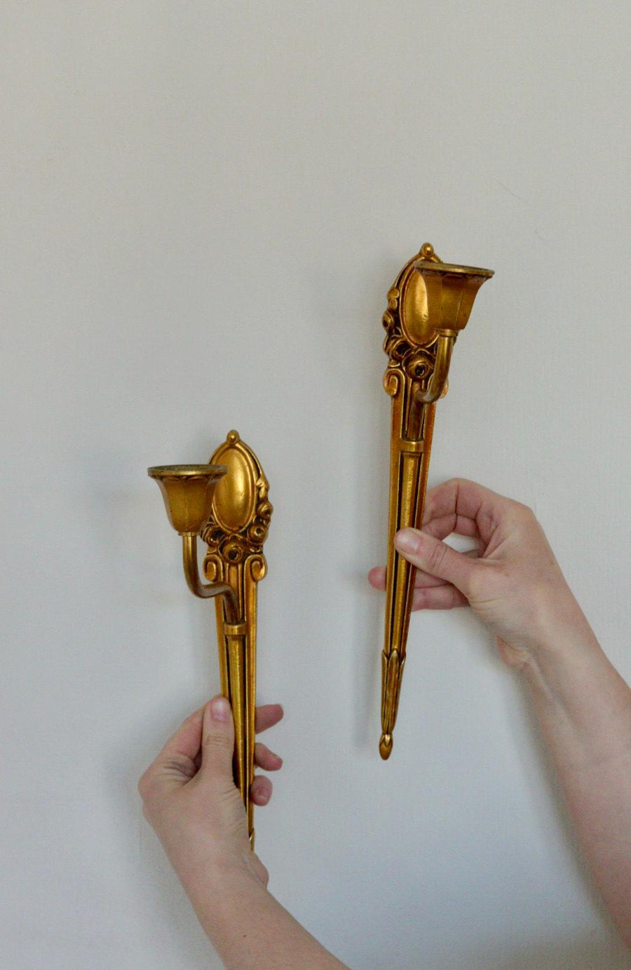 Pair of Mid-Century Brass Swedish Sconces