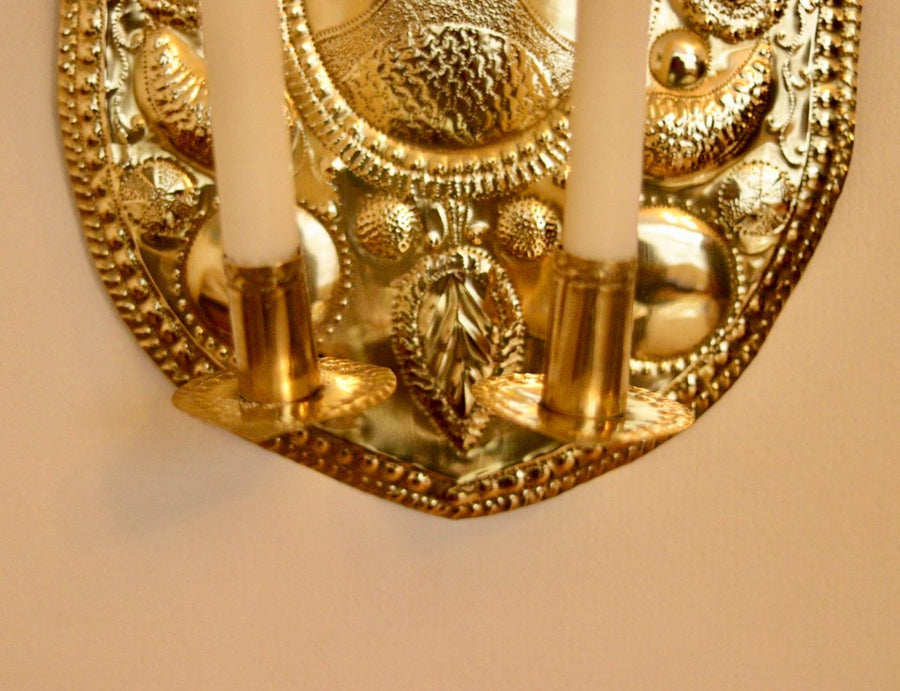 Large Mid Century Swedish Brass Sconce