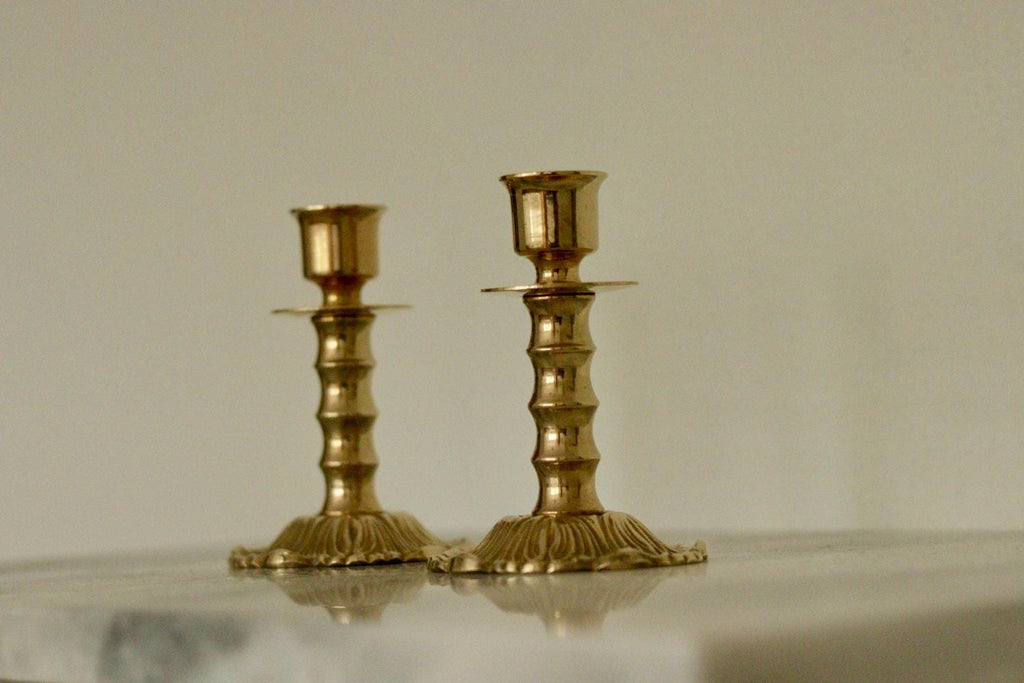 Pair of Vintage Swedish Brass Candle holders