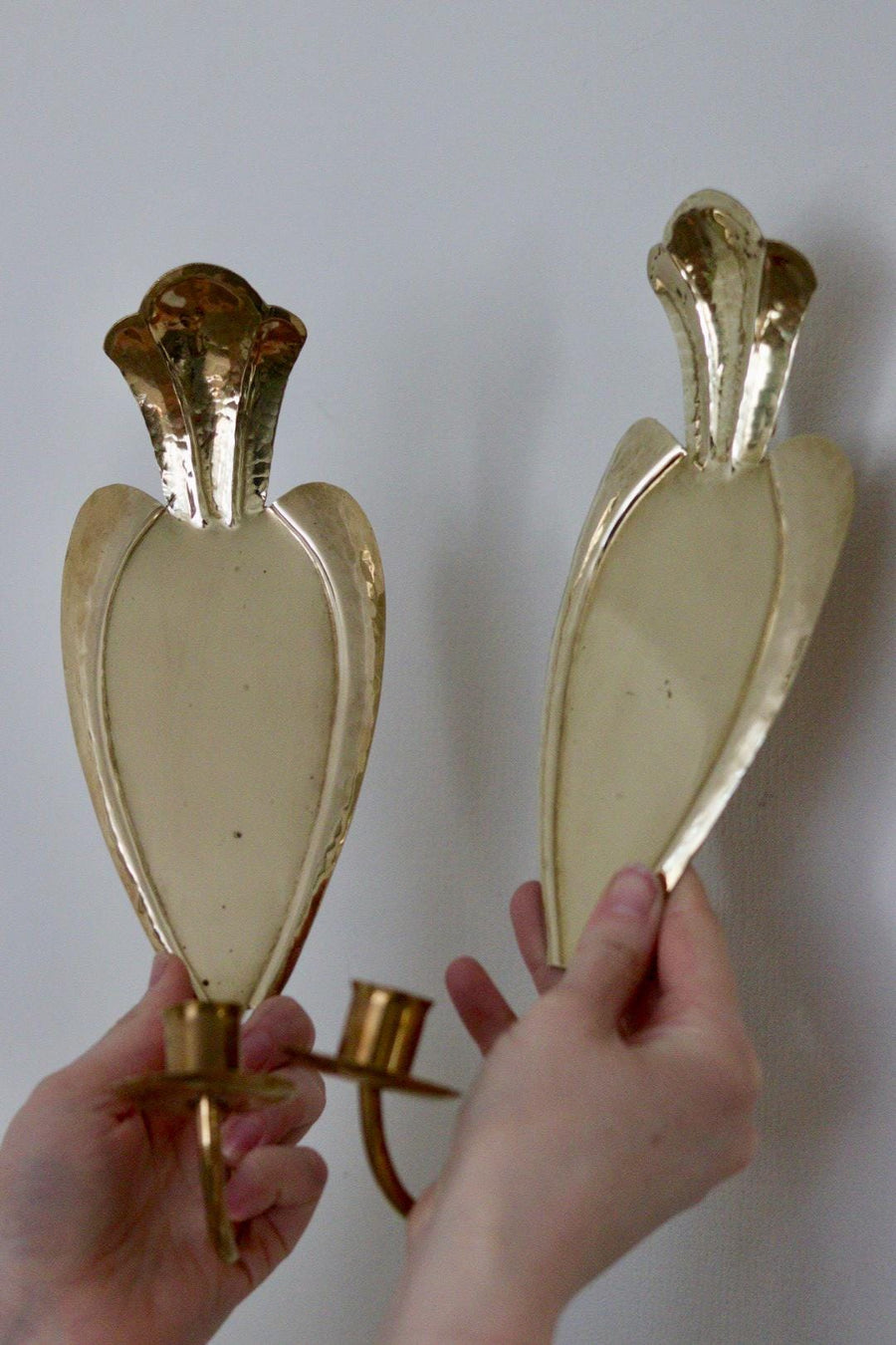 Pair Of Mid Century Swedish Brass Sconces by Arvika