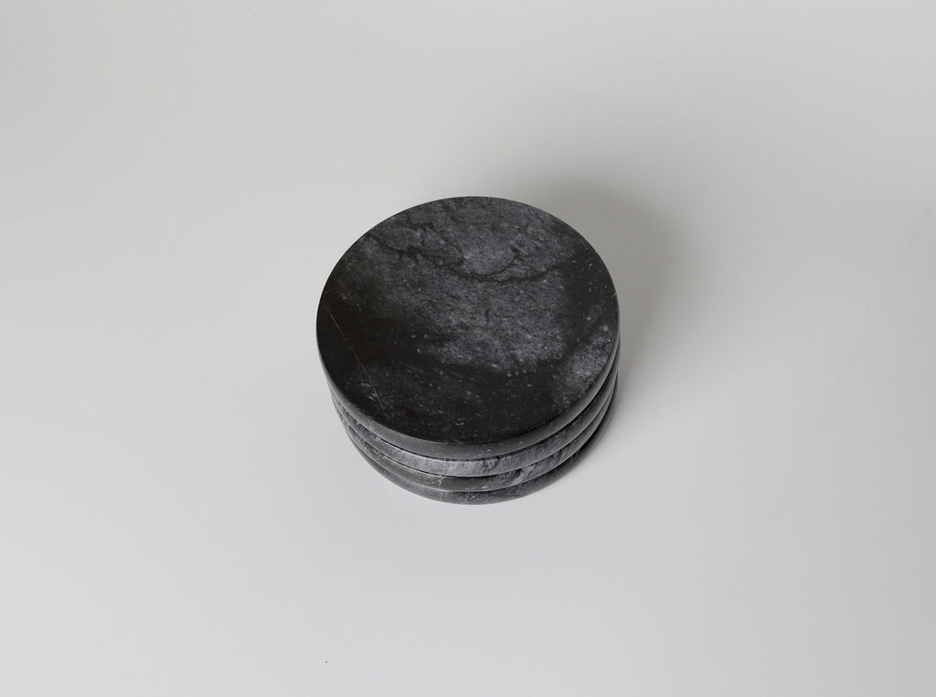 Gabriella – Black Round Natural Marble Coasters - set of 4