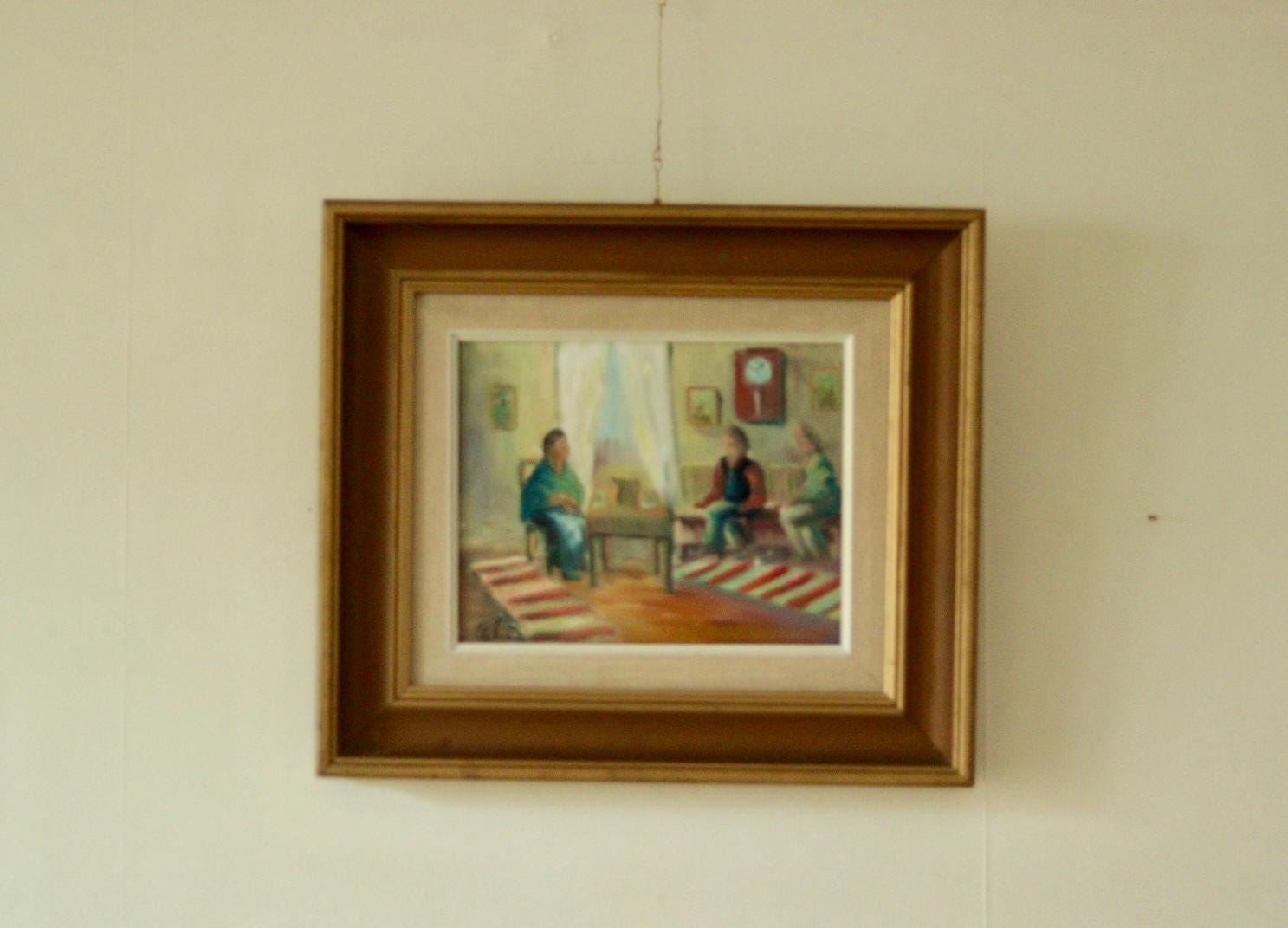 “Interior with Three People” by E. Wallin