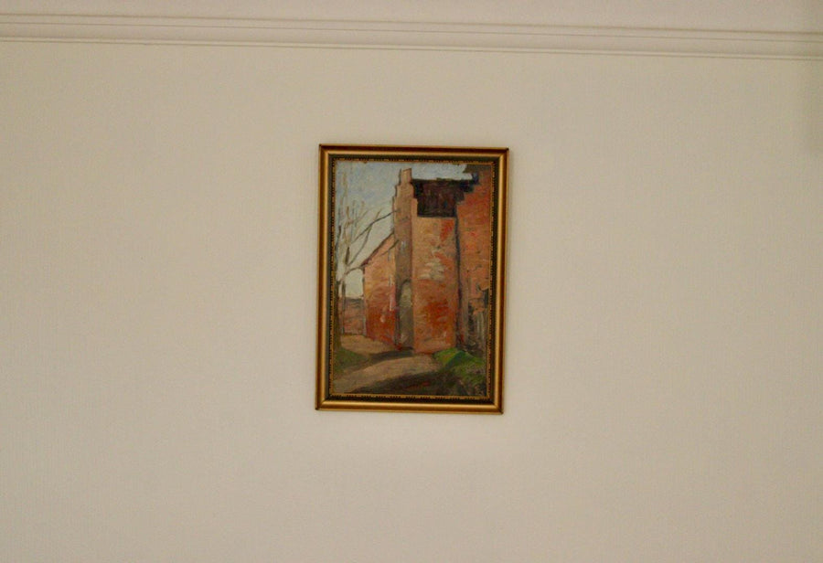 Original European Oil on Panel – Building Scene