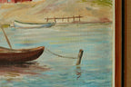 Vintage Panel Painting – “Boat and House Motif”
