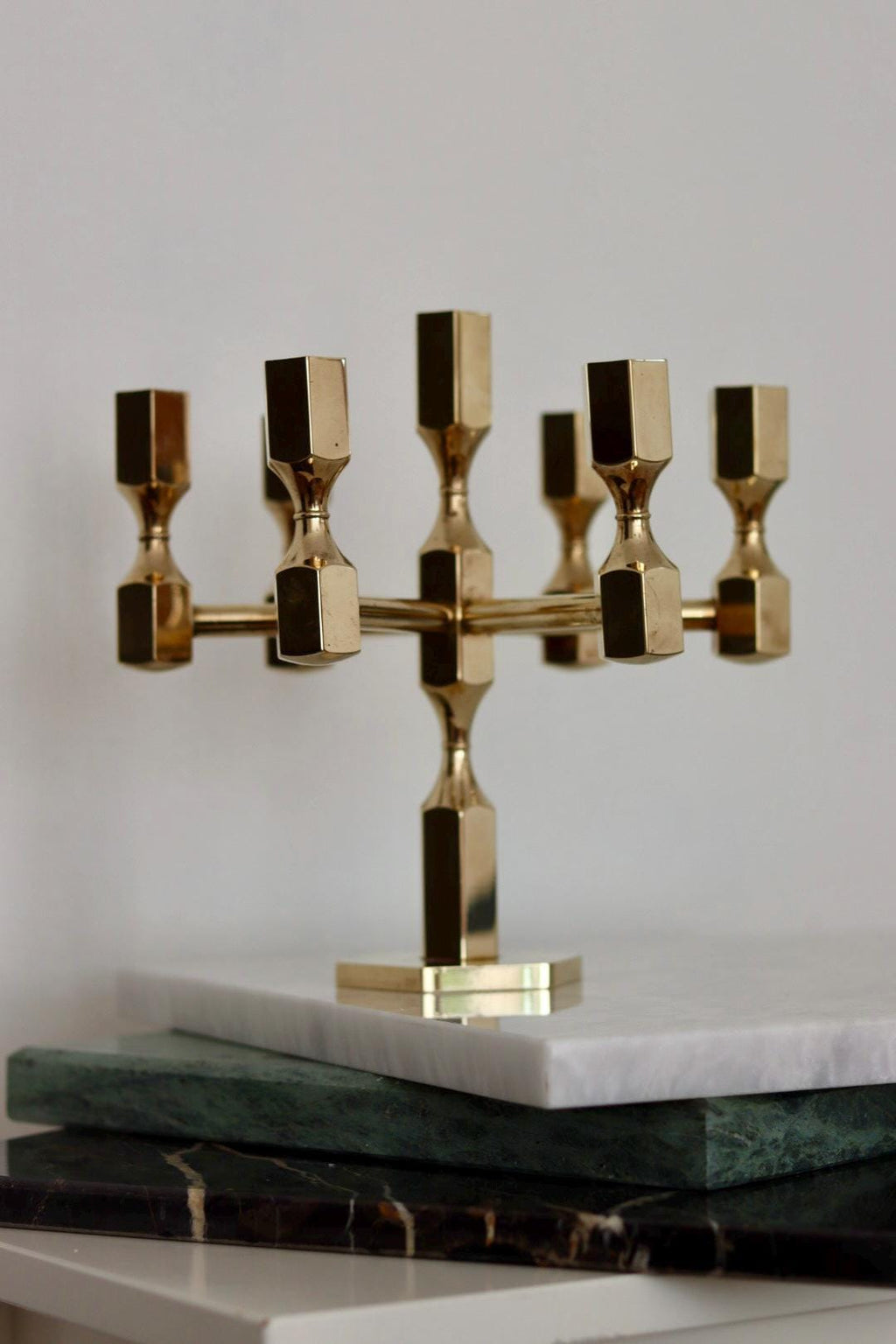 Vintage Seven -Arm Swedish Brass Candelabra by Gusum circa 1978