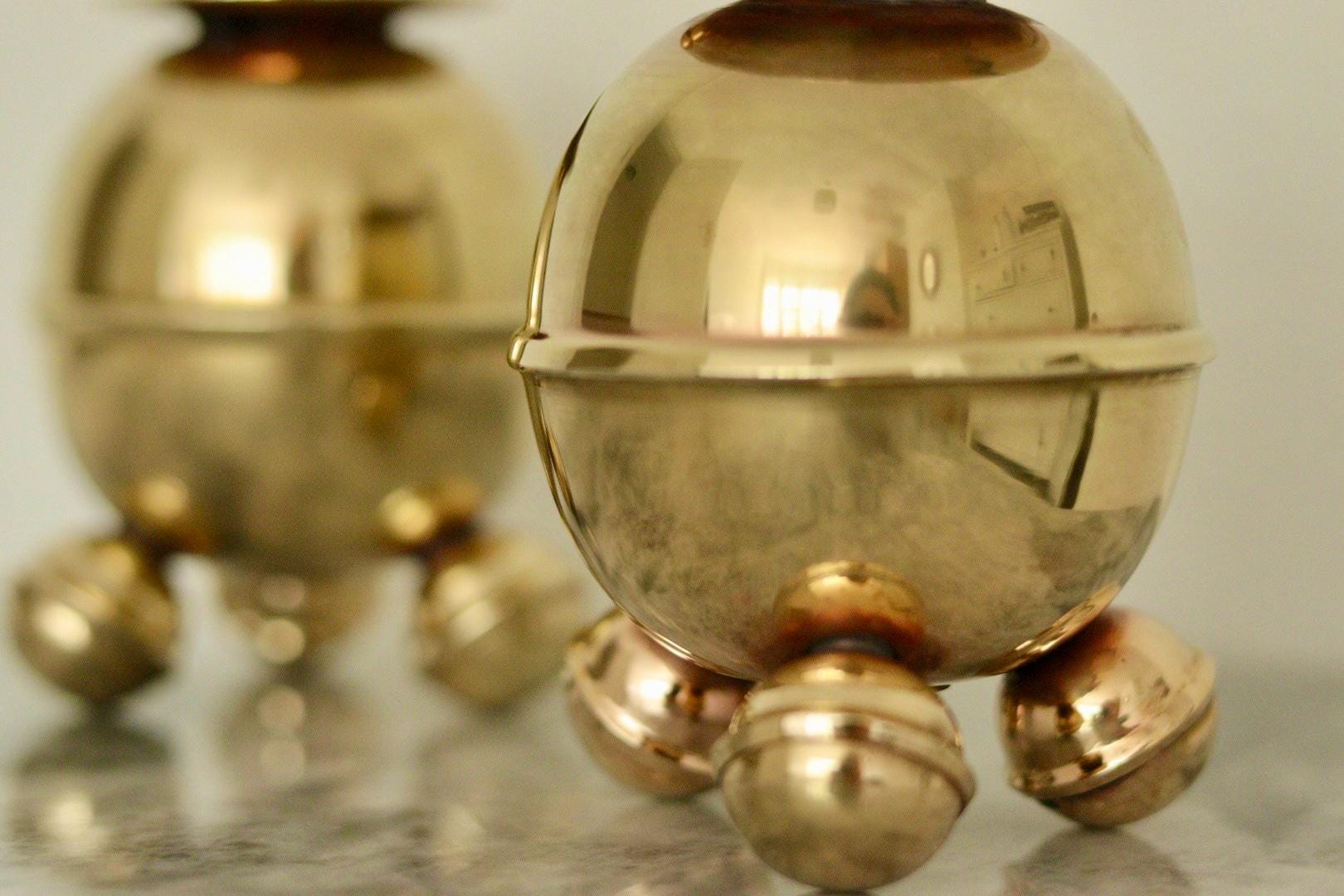 Pair of Mid-Century Swedish Brass Candle Holders