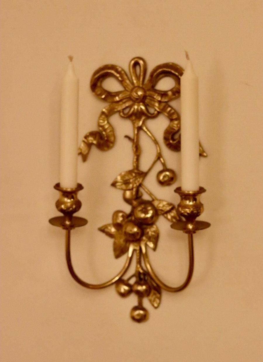 Pair Of Vintage Brass Bow Sconces