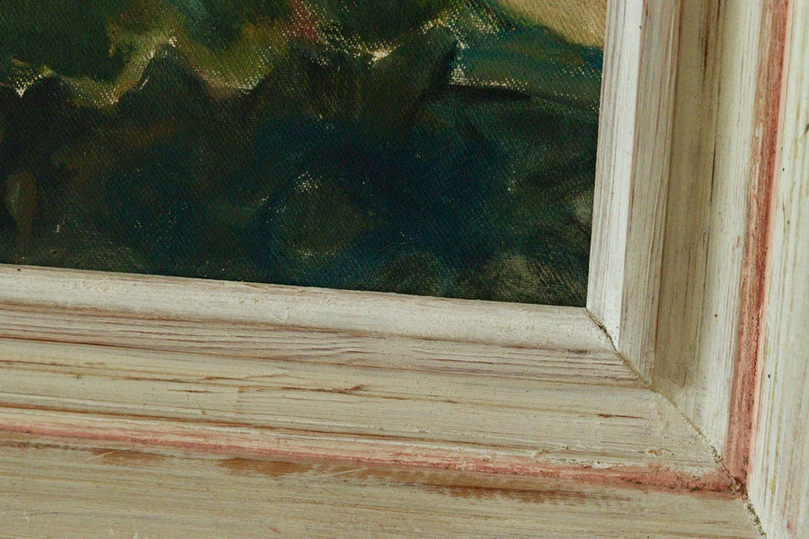 Mid-Century Original Swedish Oil on Panel " Rolling Landscape "