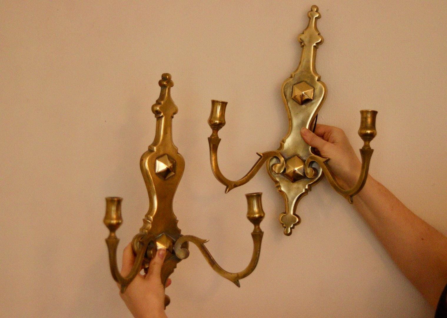 Pair of Antique  Brass Sconces